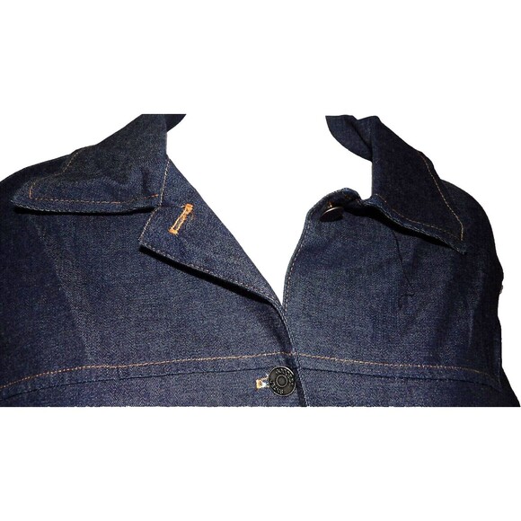 GDS Goddess Denim Jean Button Up Blouse Shirt Laced Up Sleeves Vintage Size XL - Picture 4 of 14